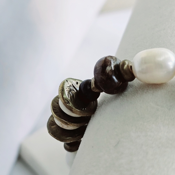 Silpada Stretch Bracelet with Pearls, Brass, Wood, and Gems - Picture 13 of 14